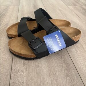 NWT Birkenstock Arizona Black BFL Birko-Flor  42 W11/M9